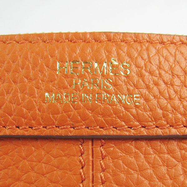 Replica Hermes New Arrival Double-duty leather handbag Orange 60669 - Click Image to Close